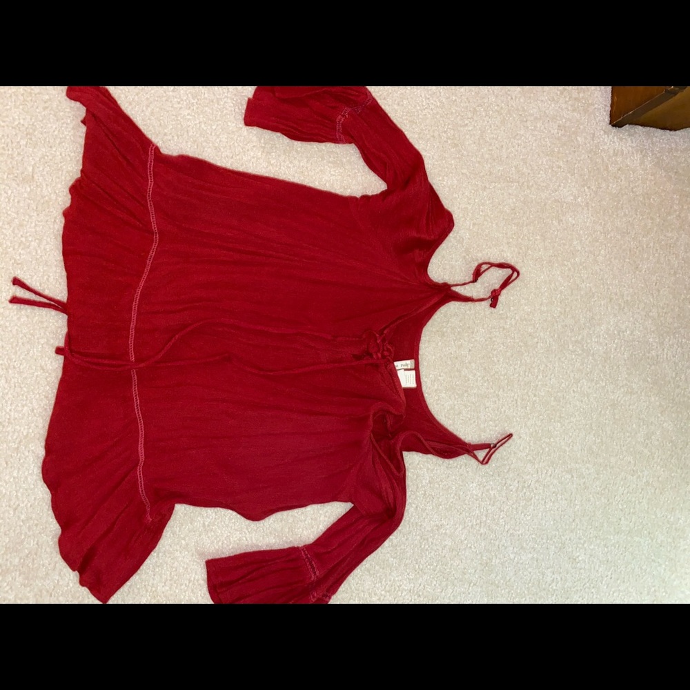 Red Cut Out Shoulder Top